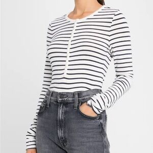 NWOT Rag & Bone Black and White Striped Henley